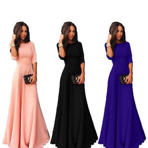 Long Chiffon Cocktail Dress - Thumbnail 9