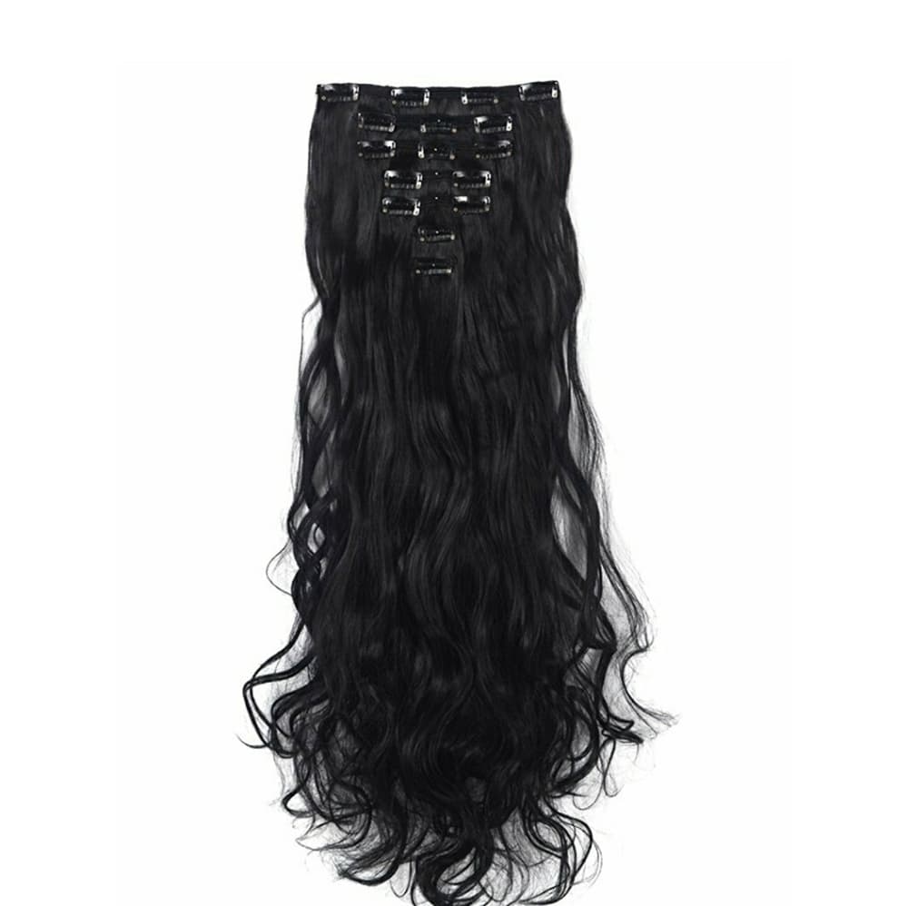Black Wavy Full Head Clip in Extension