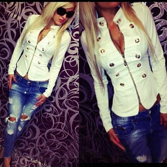 White Beige Top Jacket - Thumbnail 6