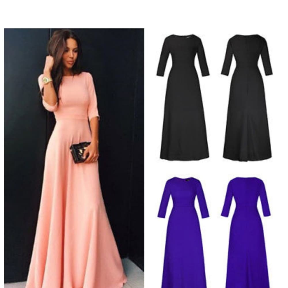 Long Chiffon Cocktail Dress - Thumbnail 2