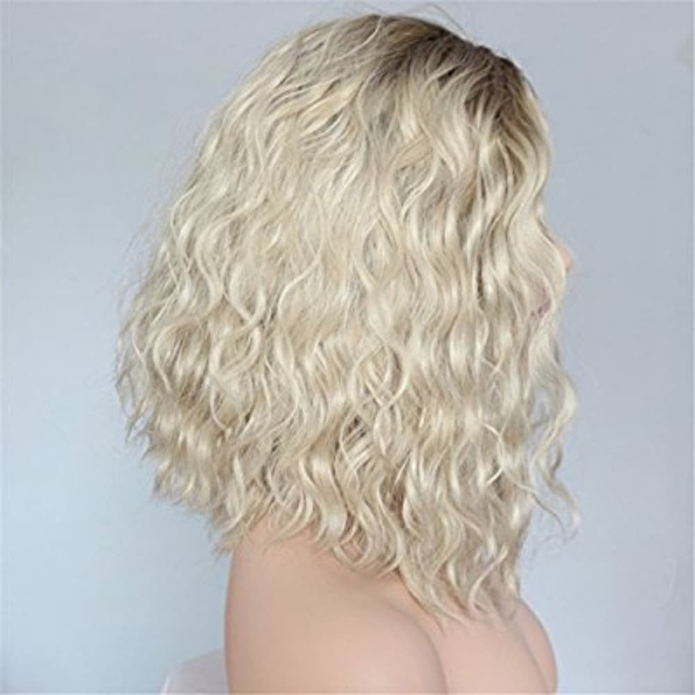 Ombre Blonde Shoulder Length Curly Wave Wig - Thumbnail 2