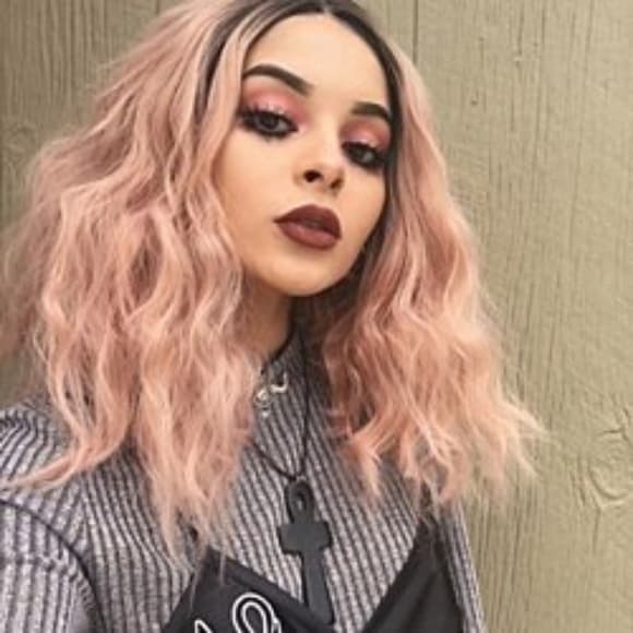 Ombre Black Pink Lace Front Wig - Thumbnail 2