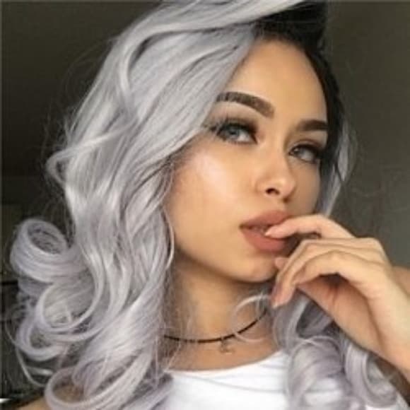 Ombre Black Gray Lace Front Wig - Thumbnail 3