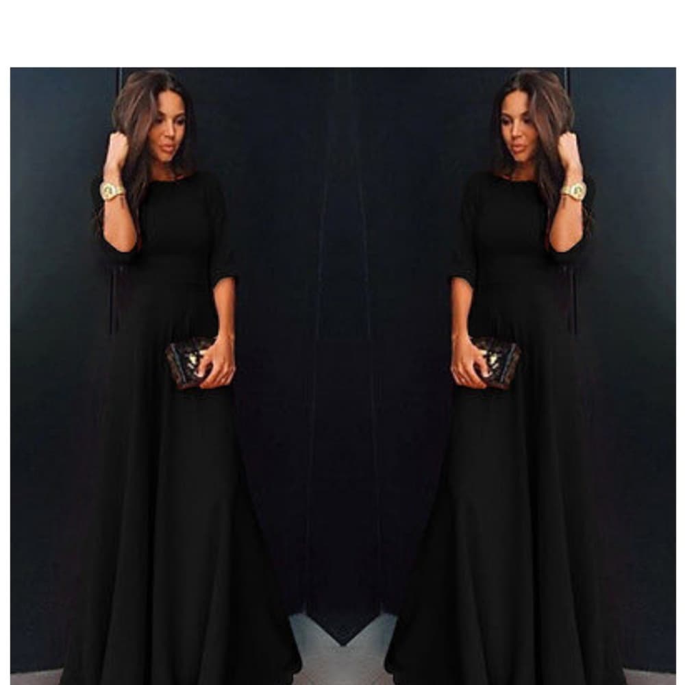 Long Chiffon Cocktail Dress - Thumbnail 3
