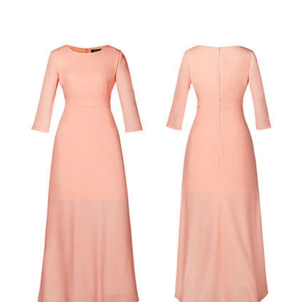 Long Chiffon Cocktail Dress - Thumbnail 6