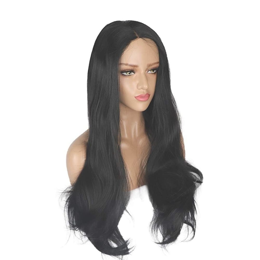Black Layered Wavy Beauty Lace Front Wig - Thumbnail 2