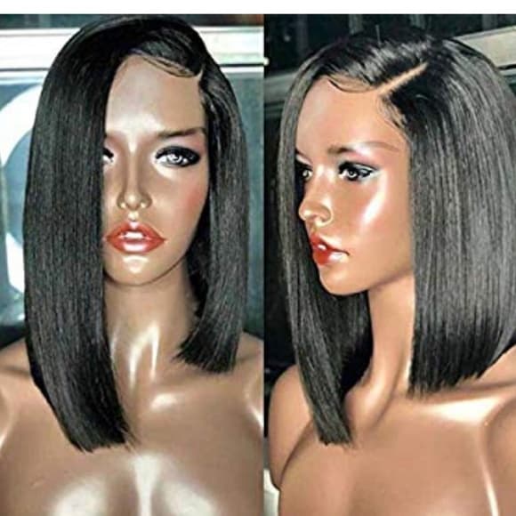 Human Hair Blend Bob Lace Front Wig - Thumbnail 7
