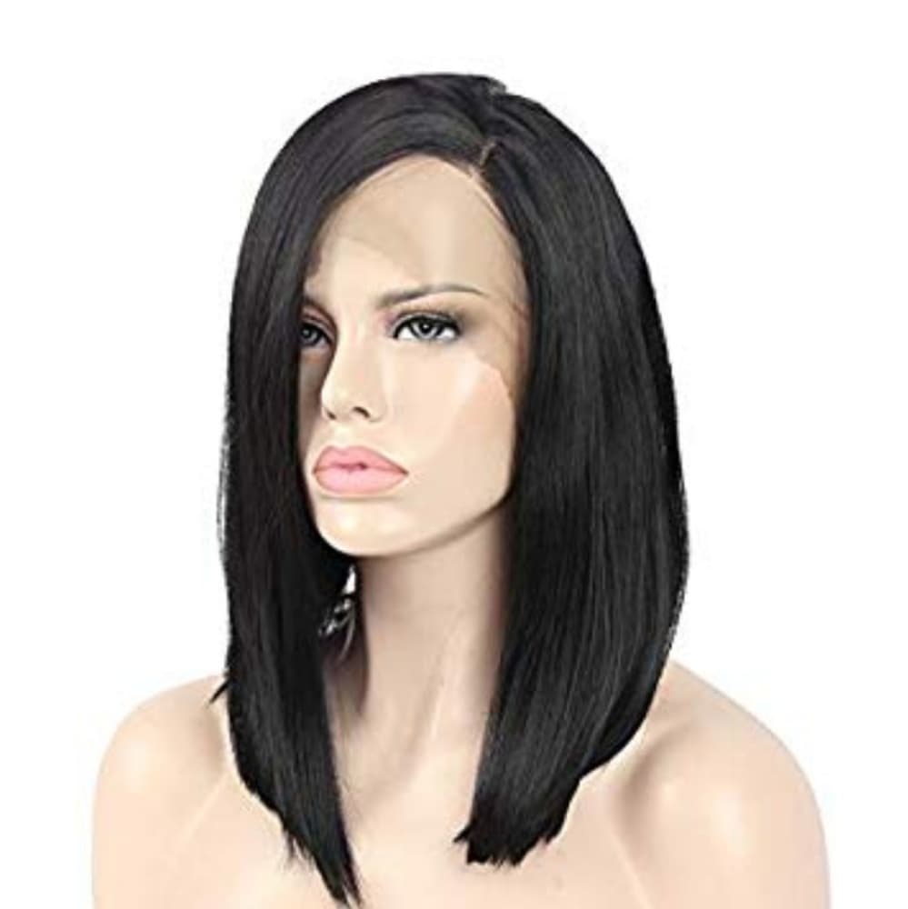Human Hair Blend Bob Lace Front Wig - Thumbnail 4