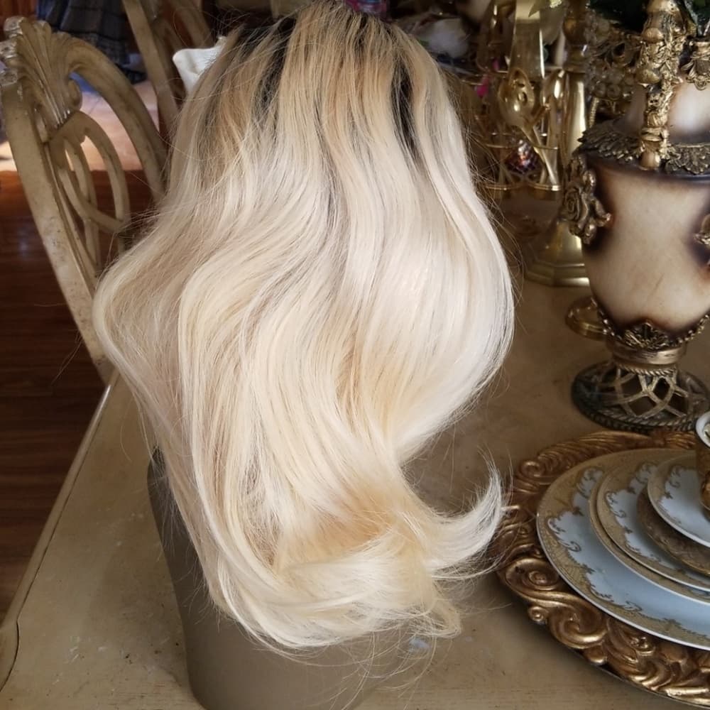 Ombre Black Blonde Brazilian Human Lace Wig - Thumbnail 8