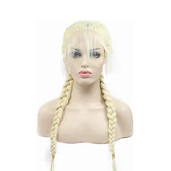 Bleach Blonde Pigtail Lace Front Wig - Thumbnail 4