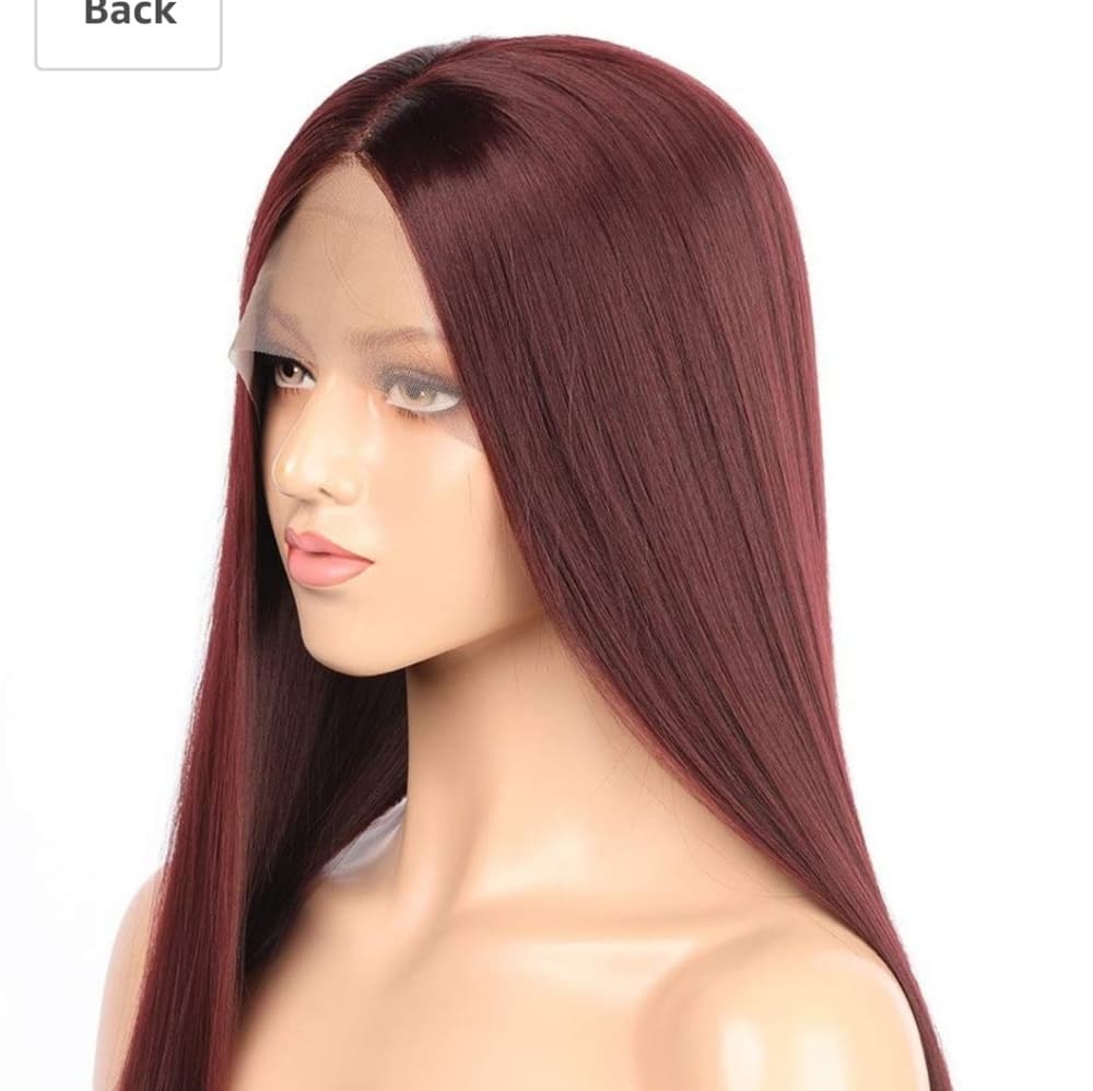 Burgundy Straight Lace Front Wig 22-26 inches - Thumbnail 2
