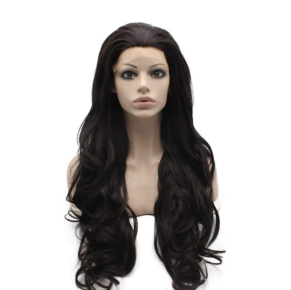 Chocolate Brown Wavy Beauty Lace Front Wig - Thumbnail 3