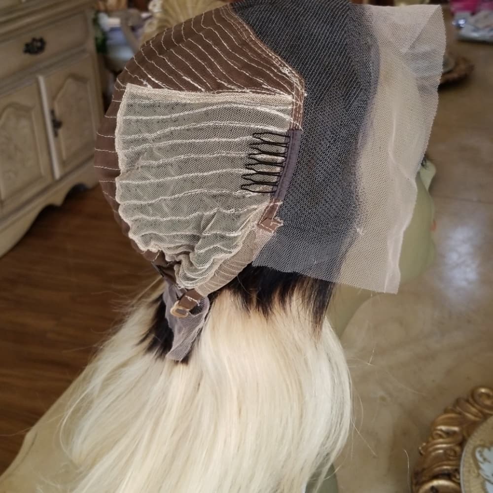 Ombre Black Blonde Brazilian Human Lace Wig - Thumbnail 7