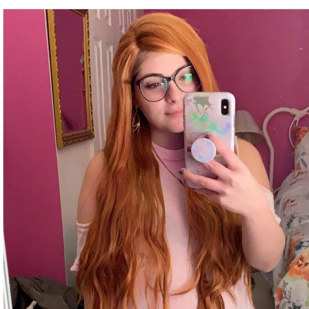 Copper Red Long Lace Front Wig - Thumbnail 3