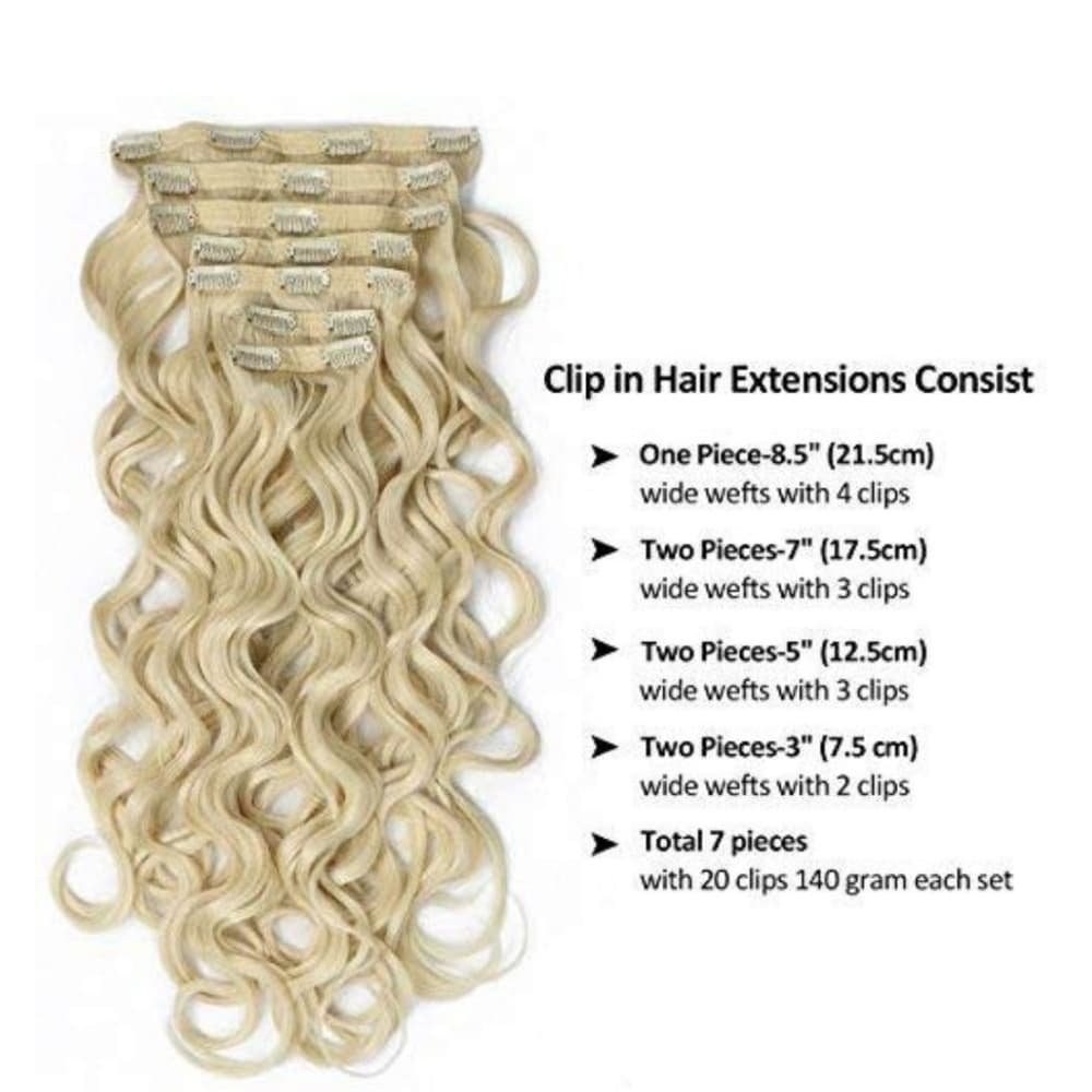 Blonde Wavy Full Head clip in Extension - Thumbnail 2