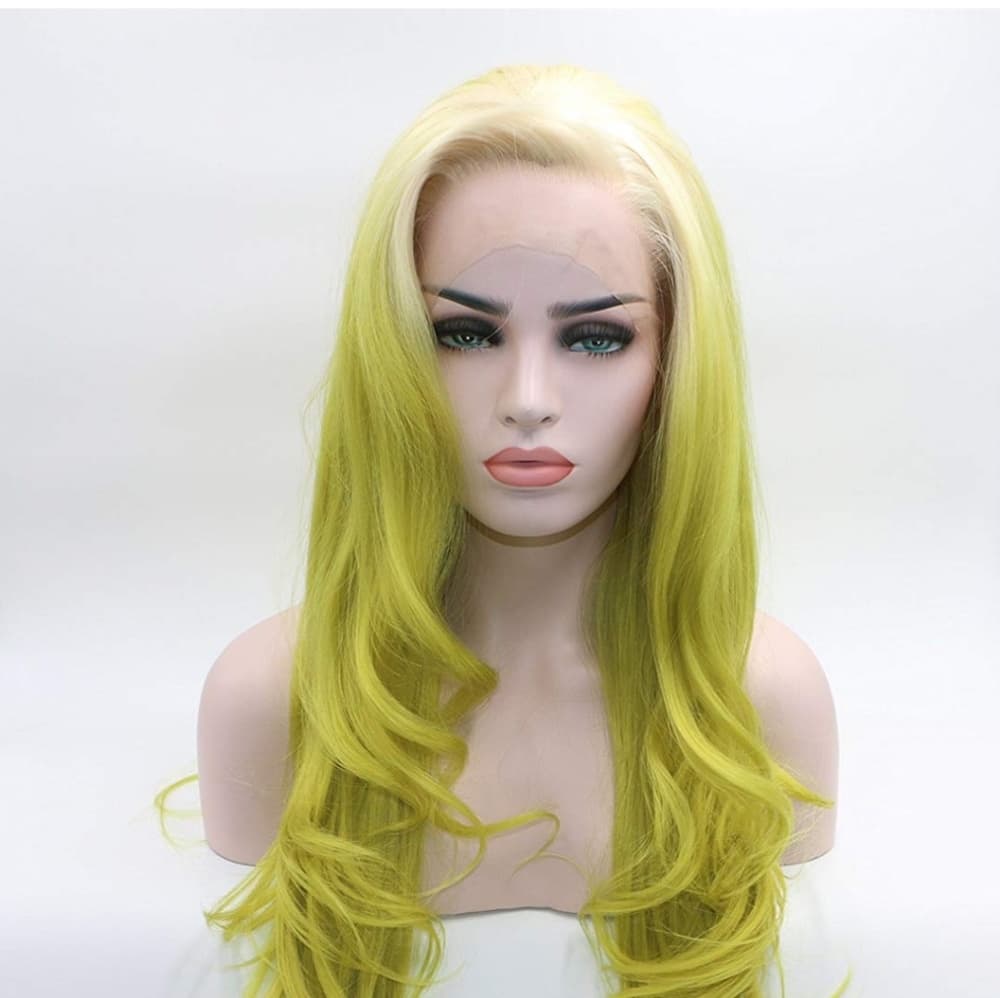 Ombre White Yellow Lace Front Wig - Thumbnail 4