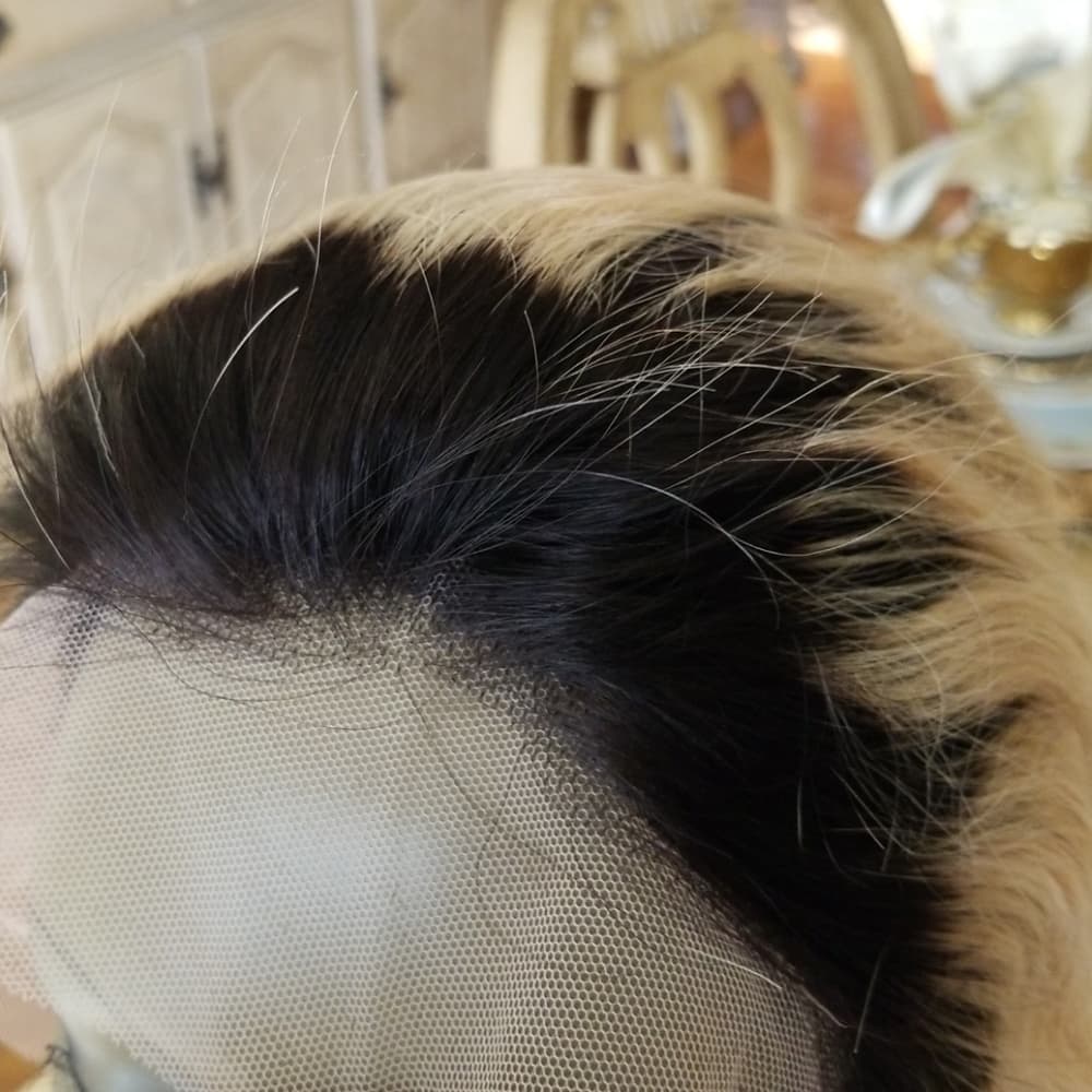 Ombre Black Blonde Brazilian Human Lace Wig - Thumbnail 2