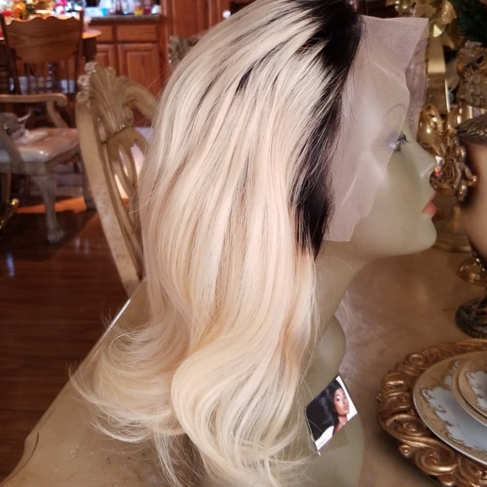 Ombre Black Blonde Brazilian Human Lace Wig - Thumbnail 6