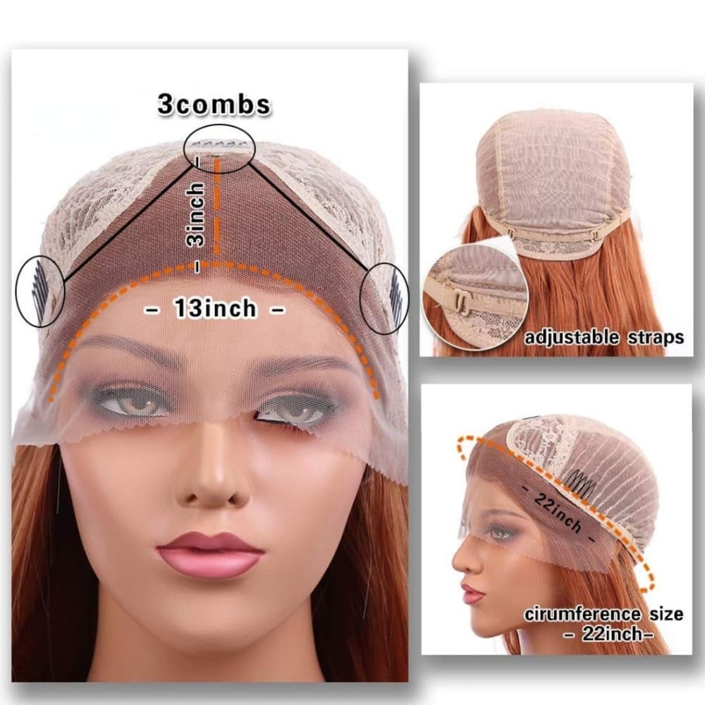 Copper Red Long Lace Front Wig - Thumbnail 5