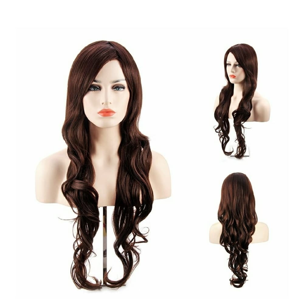 Dark Brown Glomorous Curly Wave Wig - Thumbnail 5