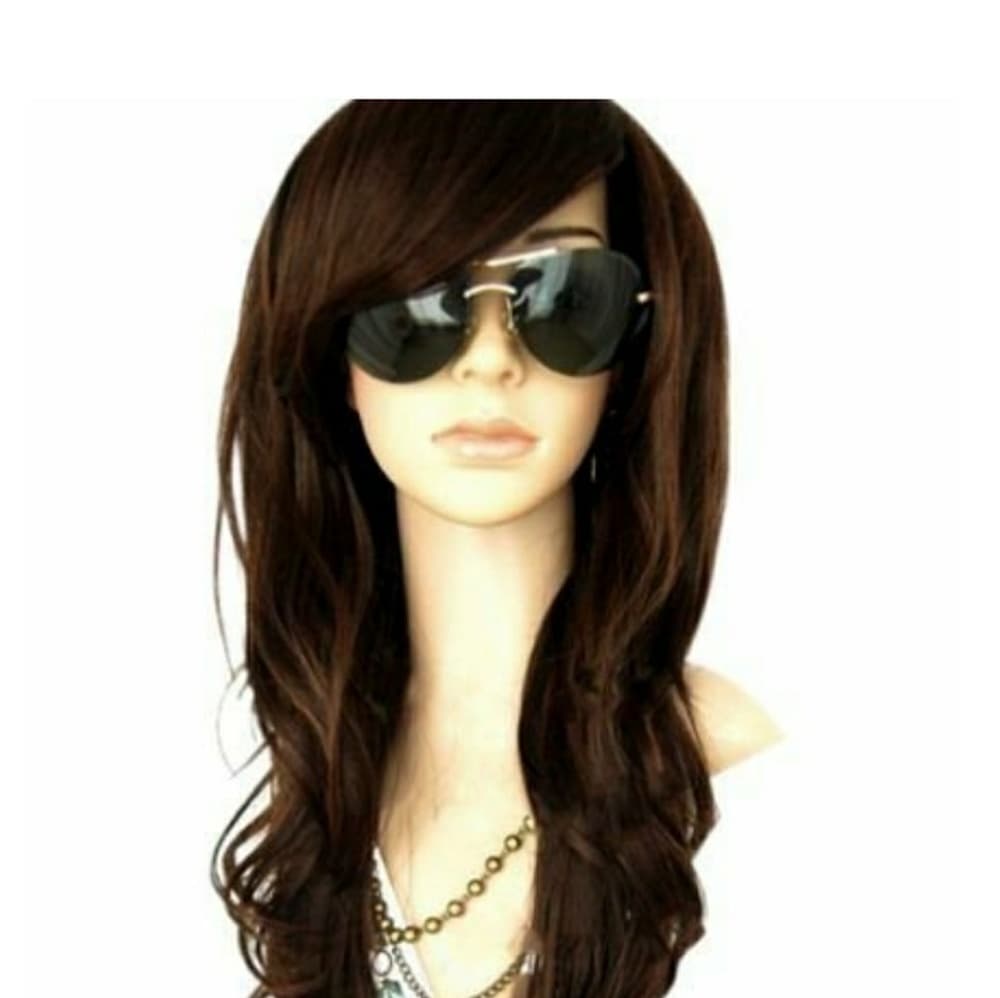 Dark Brown Glomorous Curly Wave Wig - Thumbnail 6