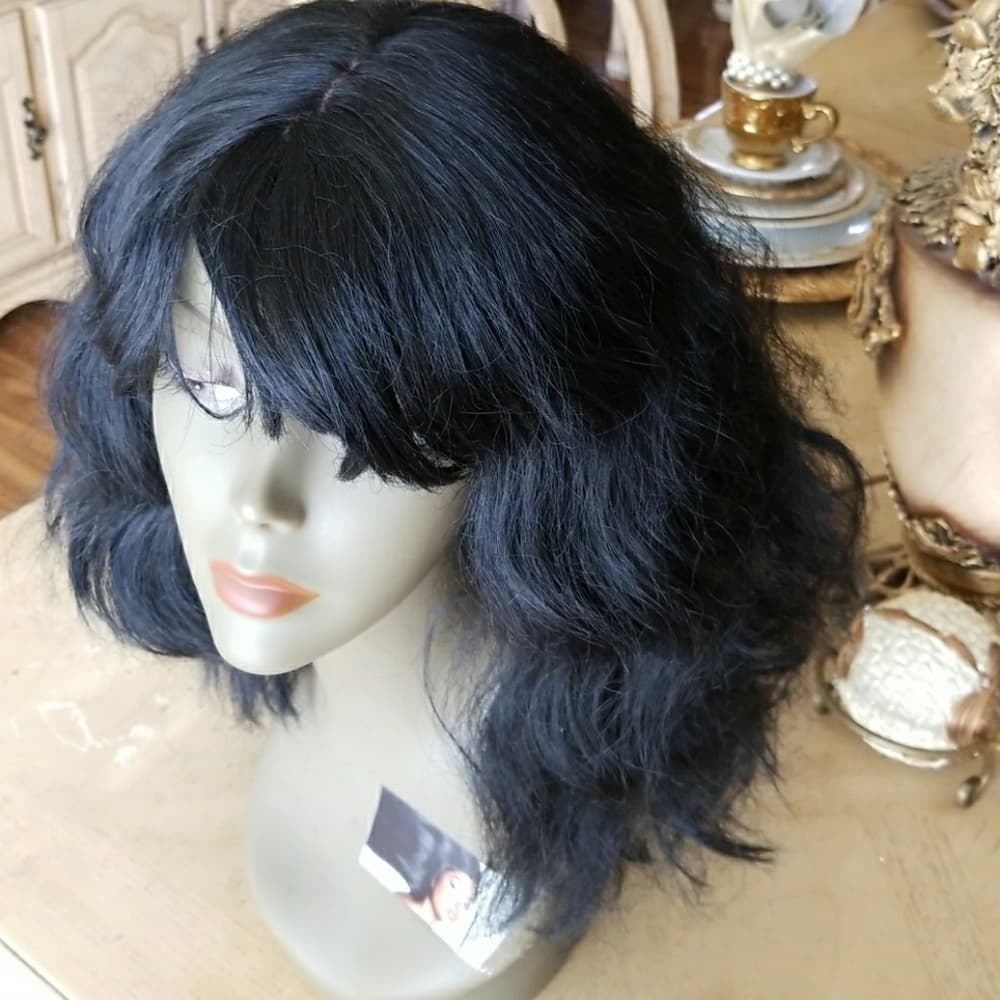 Wavy Black Synthetic wig - Thumbnail 5