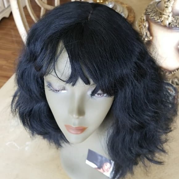 Wavy Black Synthetic wig - Thumbnail 9