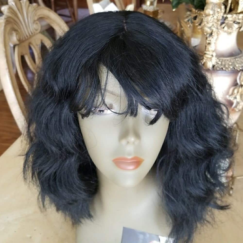 Wavy Black Synthetic wig - Thumbnail 3