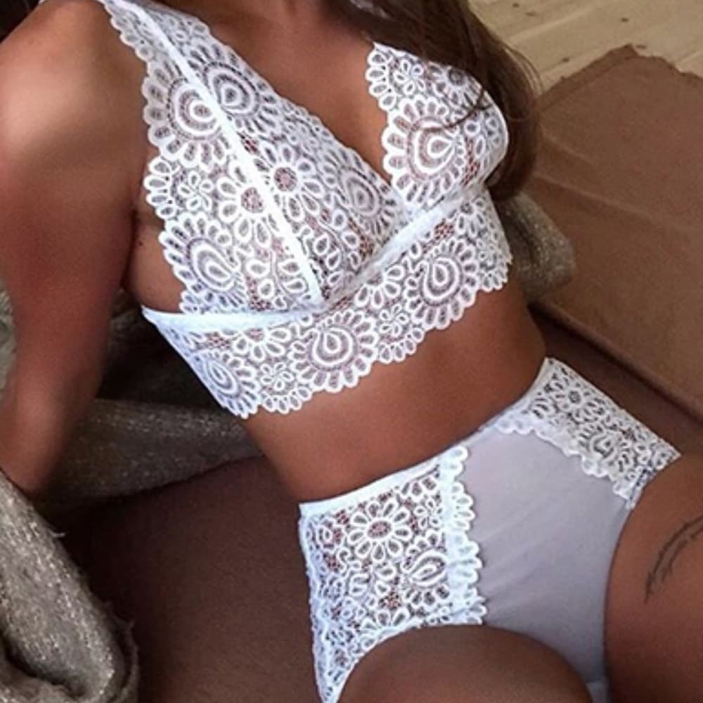 White Beauty Bralette Set Two Piece - Thumbnail 6