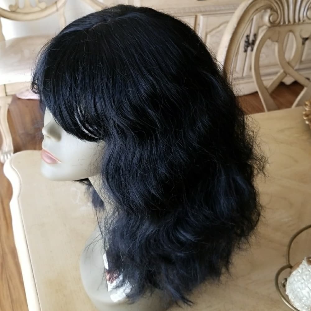 Wavy Black Synthetic wig - Thumbnail 7