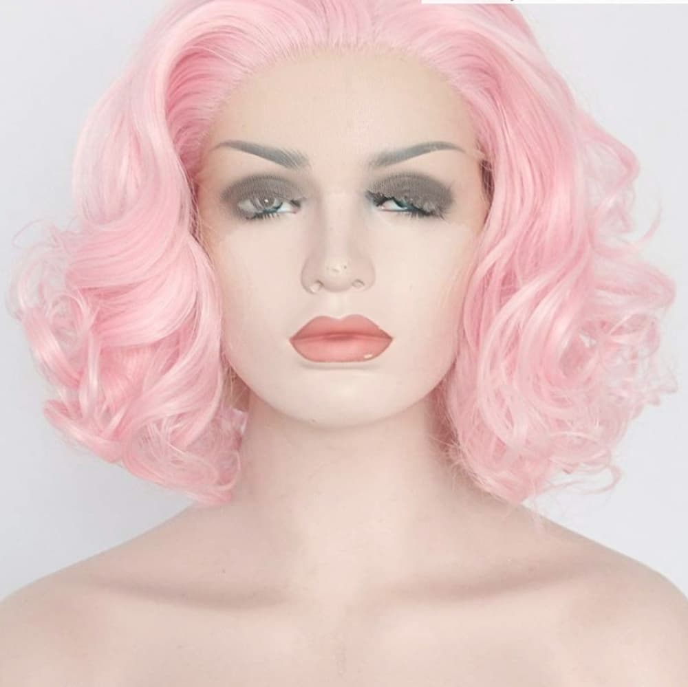 Pink Lace Front Wig 12 inches