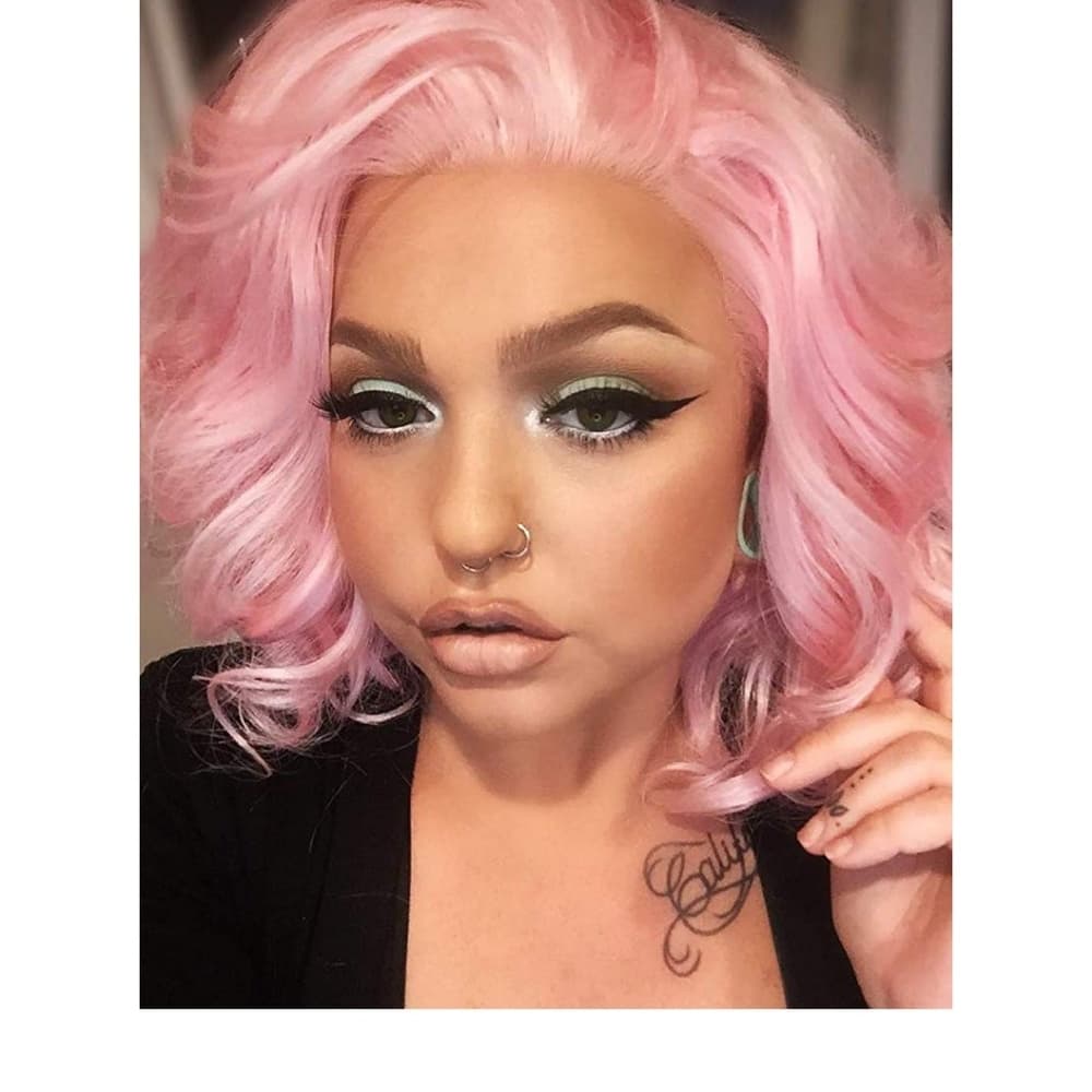 Pink Lace Front Wig 12 inches - Thumbnail 3