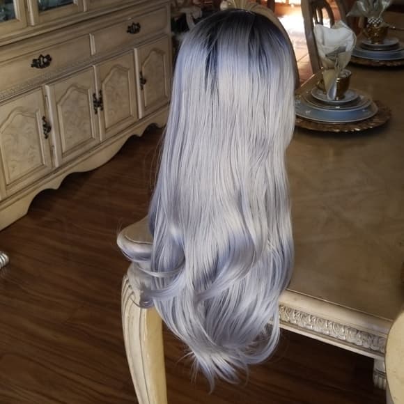 Ombre Black Gray Beauty Lace Front Wig - Thumbnail 9