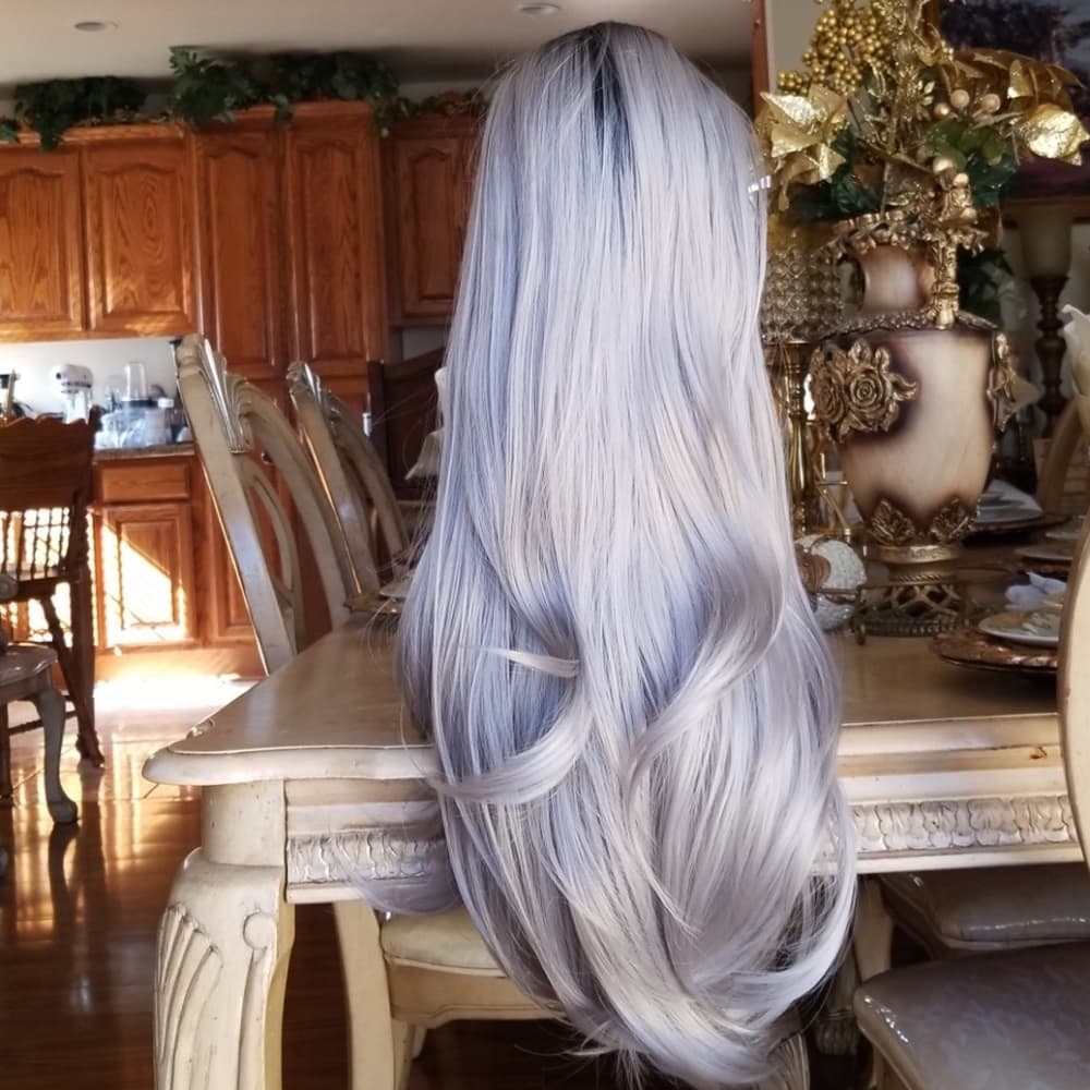 Ombre Black Gray Beauty Lace Front Wig - Thumbnail 2
