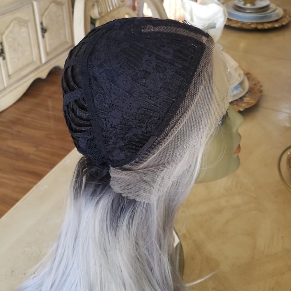 Ombre Black Gray Beauty Lace Front Wig - Thumbnail 7