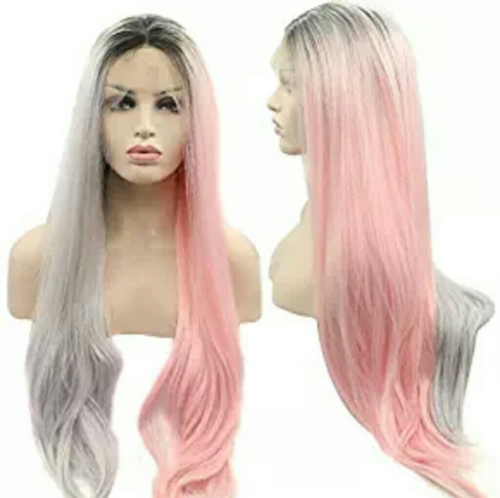 Ombre Gray Pink Lacefront Wig 22--26 inches!! - Thumbnail 4