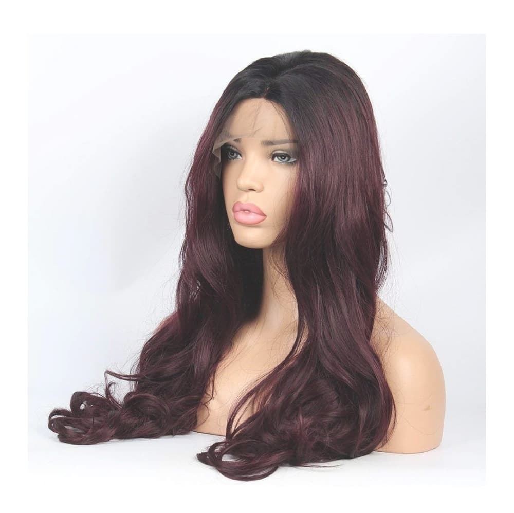Ombre Wine Red Lace Front Wig - Thumbnail 4