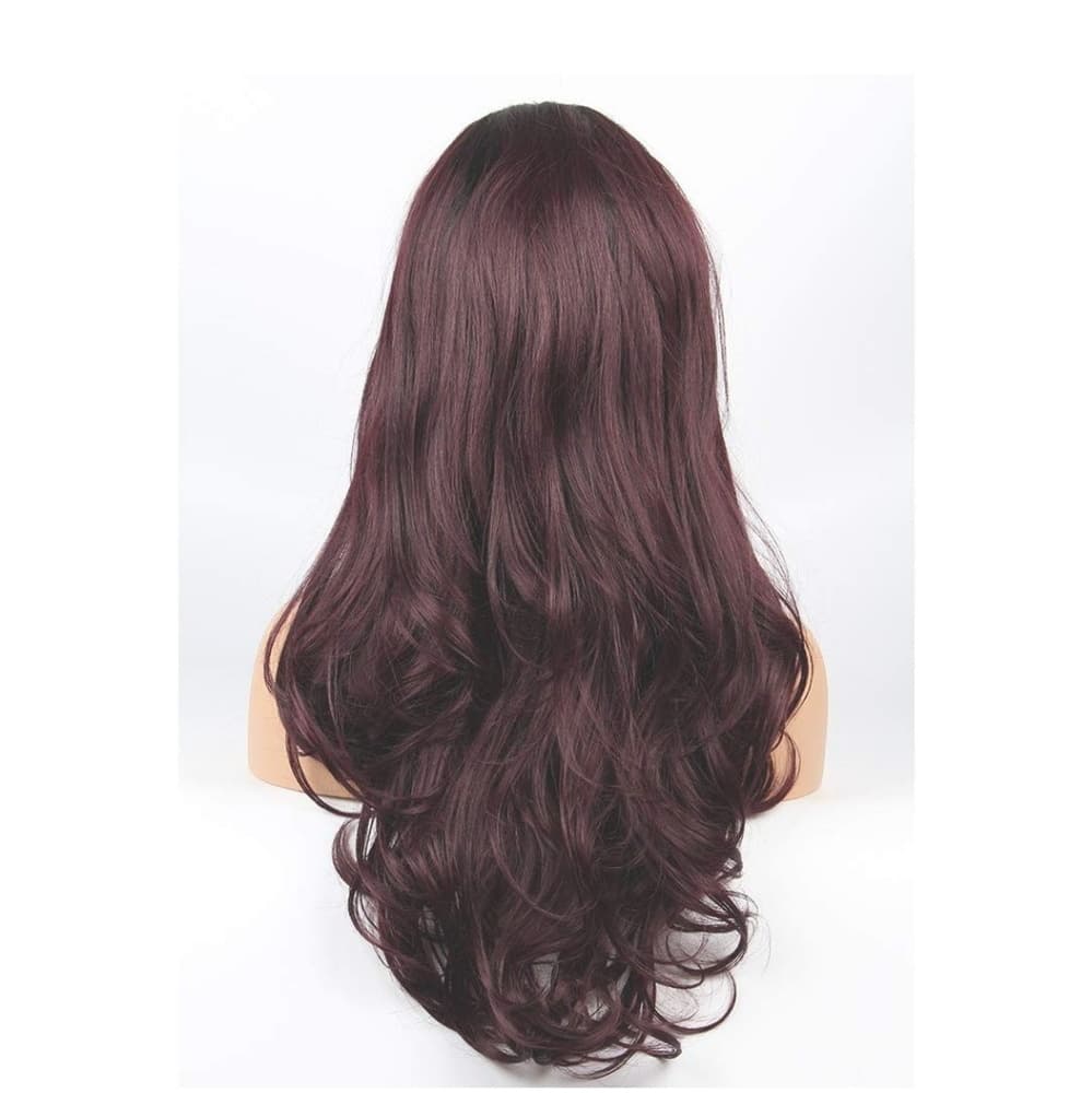 Ombre Wine Red Lace Front Wig - Thumbnail 3