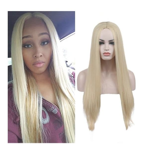 Platinum Blonde Straight Beauty Full Wig - Thumbnail 9