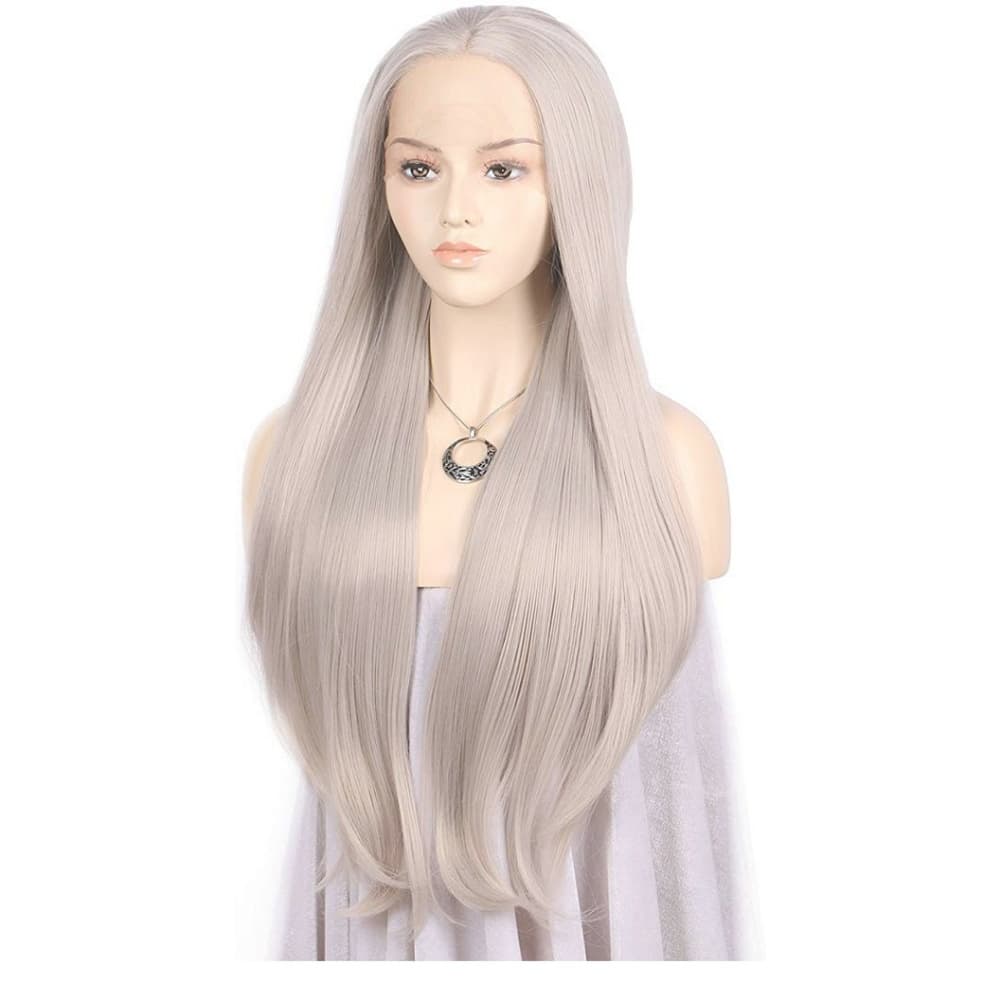 Silver Gray Beauty Straight Lace Front Wig - Thumbnail 2