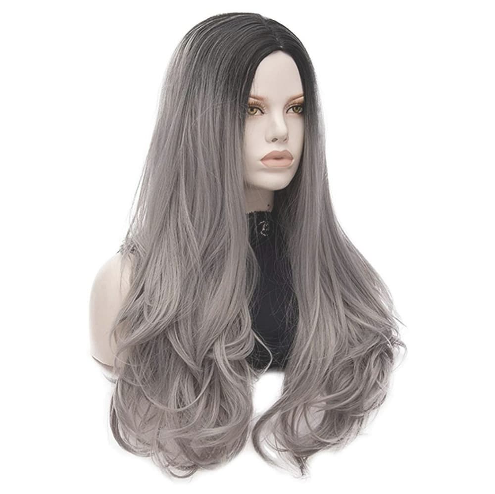 Ombre Black Gray Full Wig