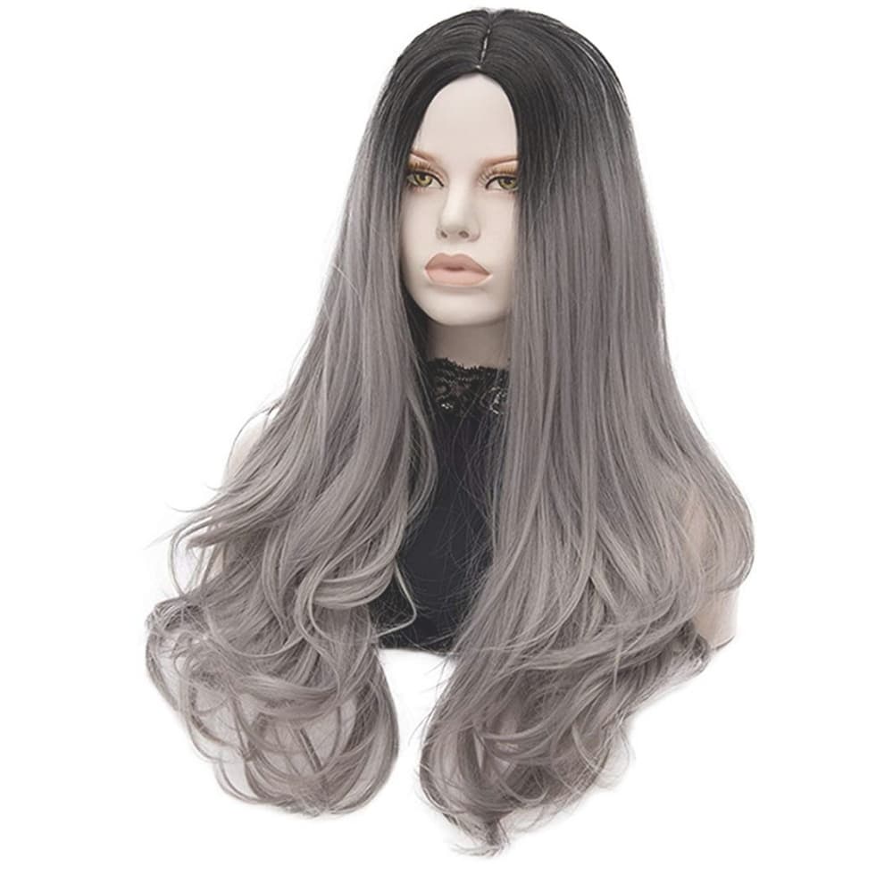 Ombre Black Gray Full Wig - Thumbnail 2