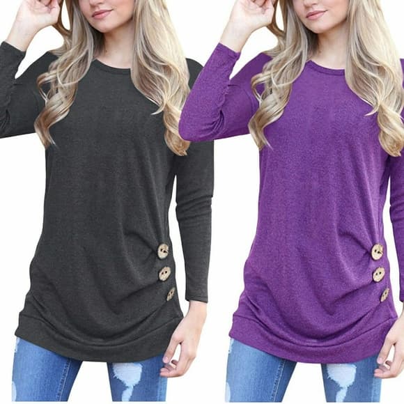Long Sleeve Loose Button Top - Thumbnail 6