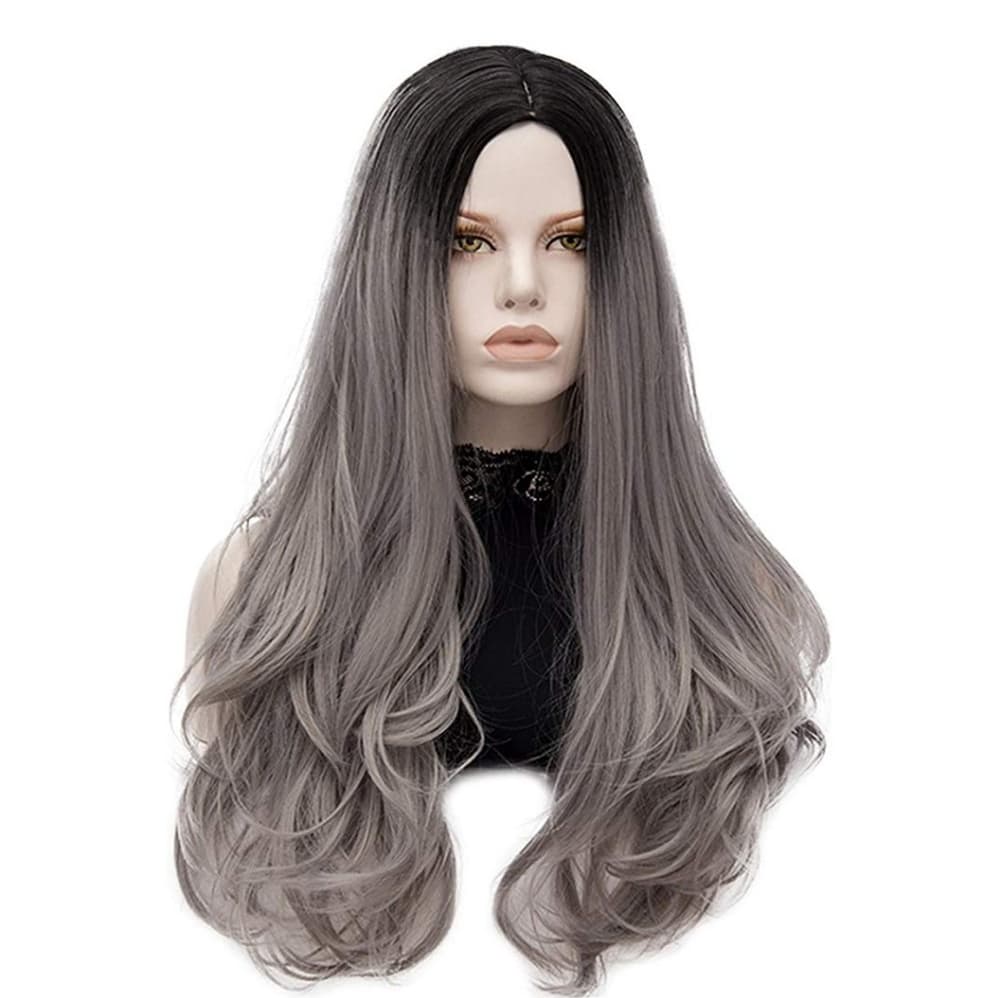 Ombre Black Gray Full Wig - Thumbnail 4