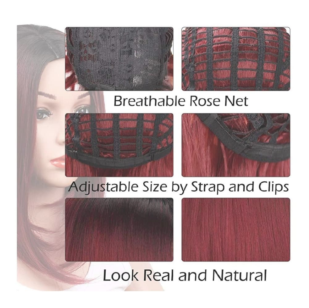 Ombre Burgundy Full Wig - Thumbnail 4