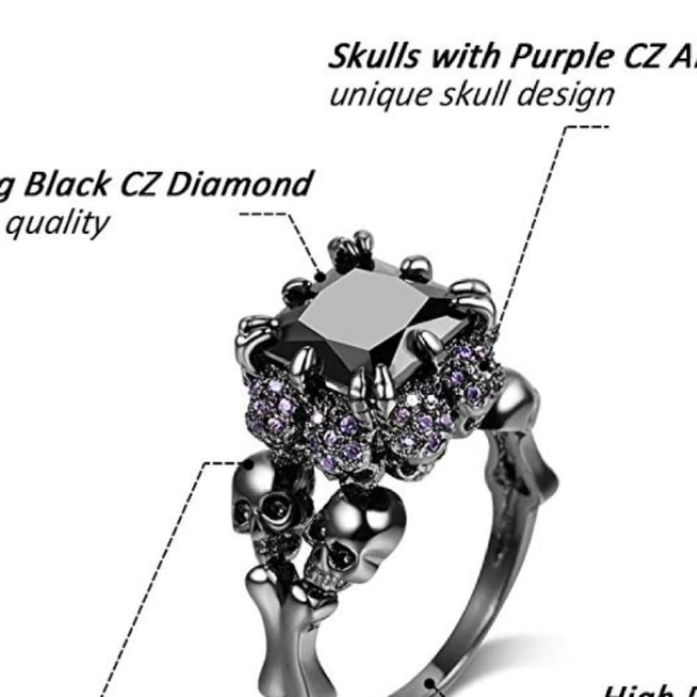 Beautiful Cubic Zirconia Skull Ring - Thumbnail 2