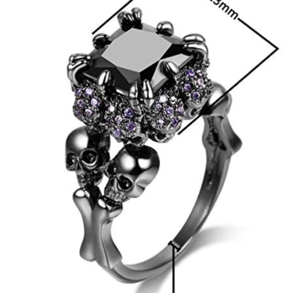 Beautiful Cubic Zirconia Skull Ring - Thumbnail 5