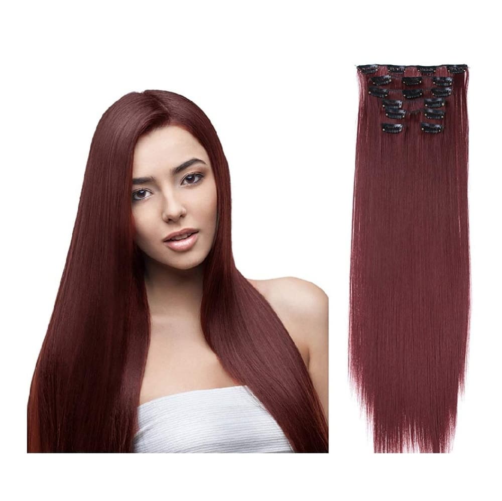 Wine Wavy orStraight Beauty Clip in Extensions - Thumbnail 3