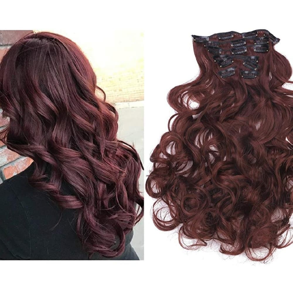 Wine Wavy orStraight Beauty Clip in Extensions - Thumbnail 4