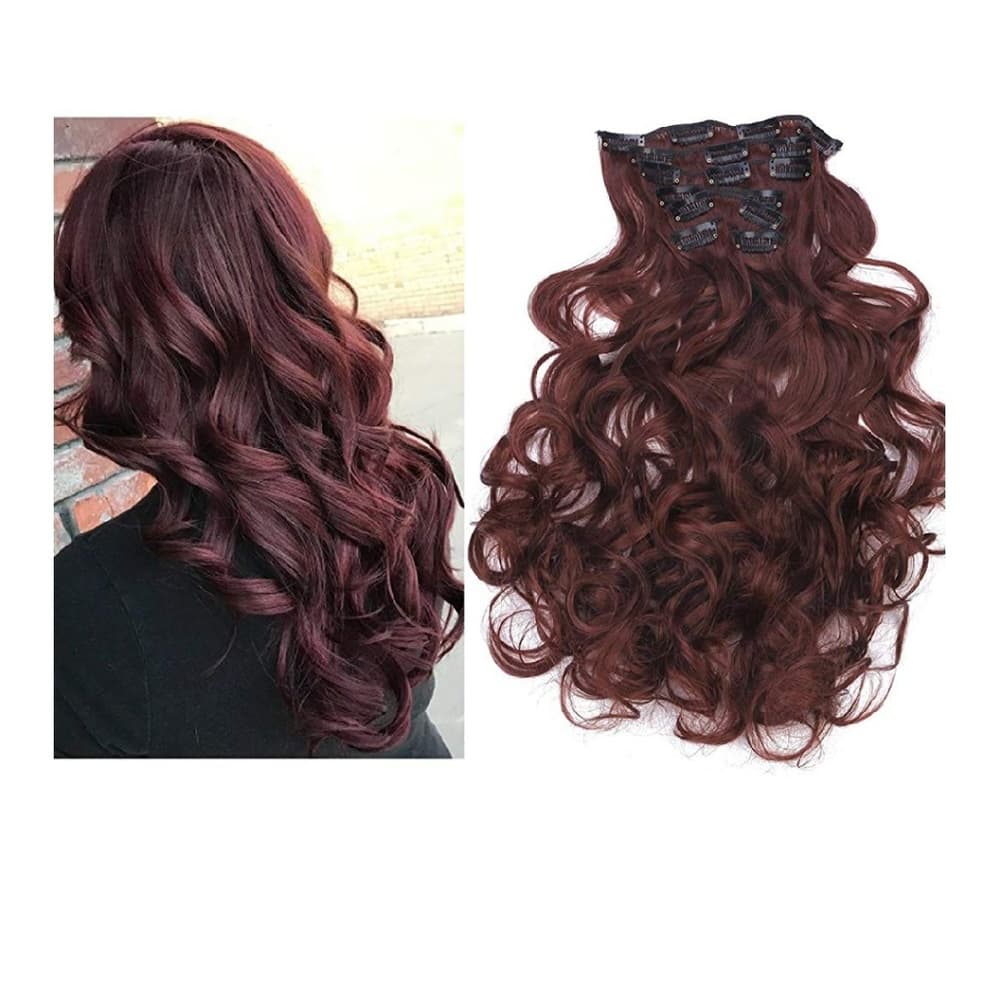 Wine Wavy orStraight Beauty Clip in Extensions - Thumbnail 2
